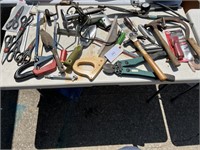 TABLE TOP FULL OF MISCELLANEOUS TOOLS