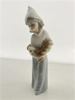 Lladro Porcelain Figurine. Girl w/ Rooster. 8in H