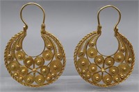 Unique & Stunning 14k Gold Filigree Earrings 11.3g