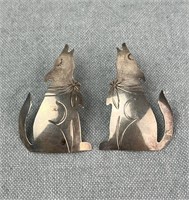 Sterling Marked Vintage Coyote Set of 2 Earrings