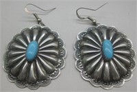 Large N/A Repousse Concho Style Earrings