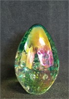 Glass Iridescent Oval Paperweight