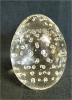 Glass, clear with bubble design, paperweight