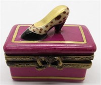 Limoges-France Tiny Trinket Box w Mini Shoe Inside