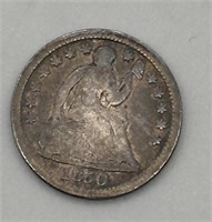 Silver 1850 Half Dime Seated Liberty