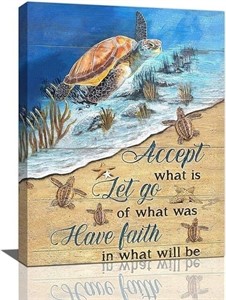Turtle Ocean Wall Art Inspirational Quote, 16"X20"
