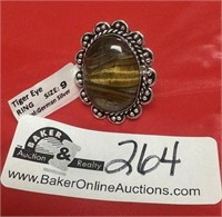 German Silver Tiger Eye ring Size 9