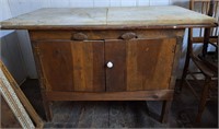 Primitive Wooden Cabinet w/Marble On Top