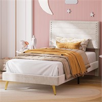 LIKIMIO Twin Bed, Platform Bed Frame with Upholste