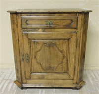Early Continental Canted Corner Oak Cabinet.
