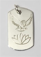Owl & Flower Sterling Silver Pendant VTG