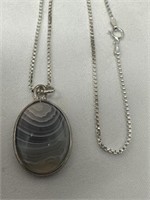 Sterling Silver 18in. necklace Botswana Agate