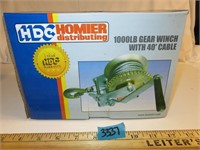 1000lb Gear Winch w/ 40' Cable NIB!