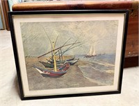 Van Gogh Boats of Saintes-Maries Framed Print