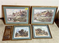 Decorative Framed Art Lot with Wall Hanger Sign