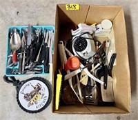 Kitchen Clean up Lot with Flatware, Utensils