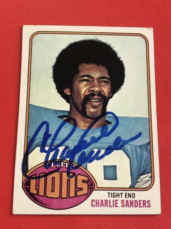 1976 Topps Charlie Sanders Signed Card HOF 'er