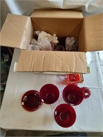 Box of Red Glassware