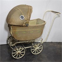 Antique Wicker Baby Buggy Carriage