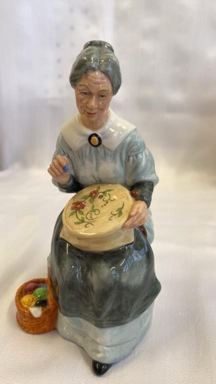 Royal Doulton figurine, embroidering