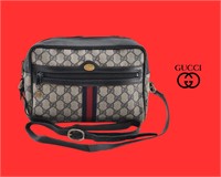 Gucci VINTAGE Navy Blue GG Web Crossbody Handbag