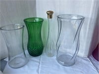 Vintage Green Vase & Misc. Vases