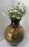 Amber vase. Measures: 16"H.