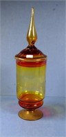 Vintage pharmacy amber glass lidded jar