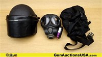 Gas Mask, Riot Helmet, Etc. . Very Good. 1- Gas Ma