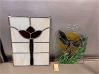 2 Smaller Size Stain Glass Pieces