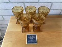 Vintage Amber Glass Square Footed Goblets