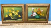 2 Framed Floral Paintings (12.5" X 10.5")