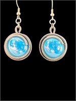 Silver and blue stone earrings