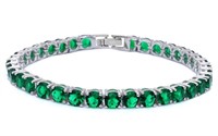 Round 14.50ct Emerald Tennis Bracelet