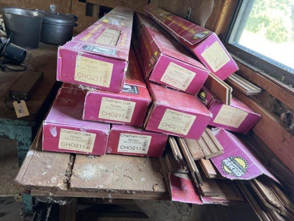 Unopened boxes of flooring