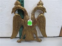 Antique Heavy Brass 2 Headed Eagle Finial 8" x 7"