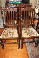 ANTIQUE SOLID WOOD BARLEY TWIST DINING ROOM CHAIRS