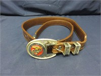 US Marines Belt Buckle and Leather Belt