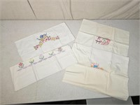 4 vntg embroidered pillow cases