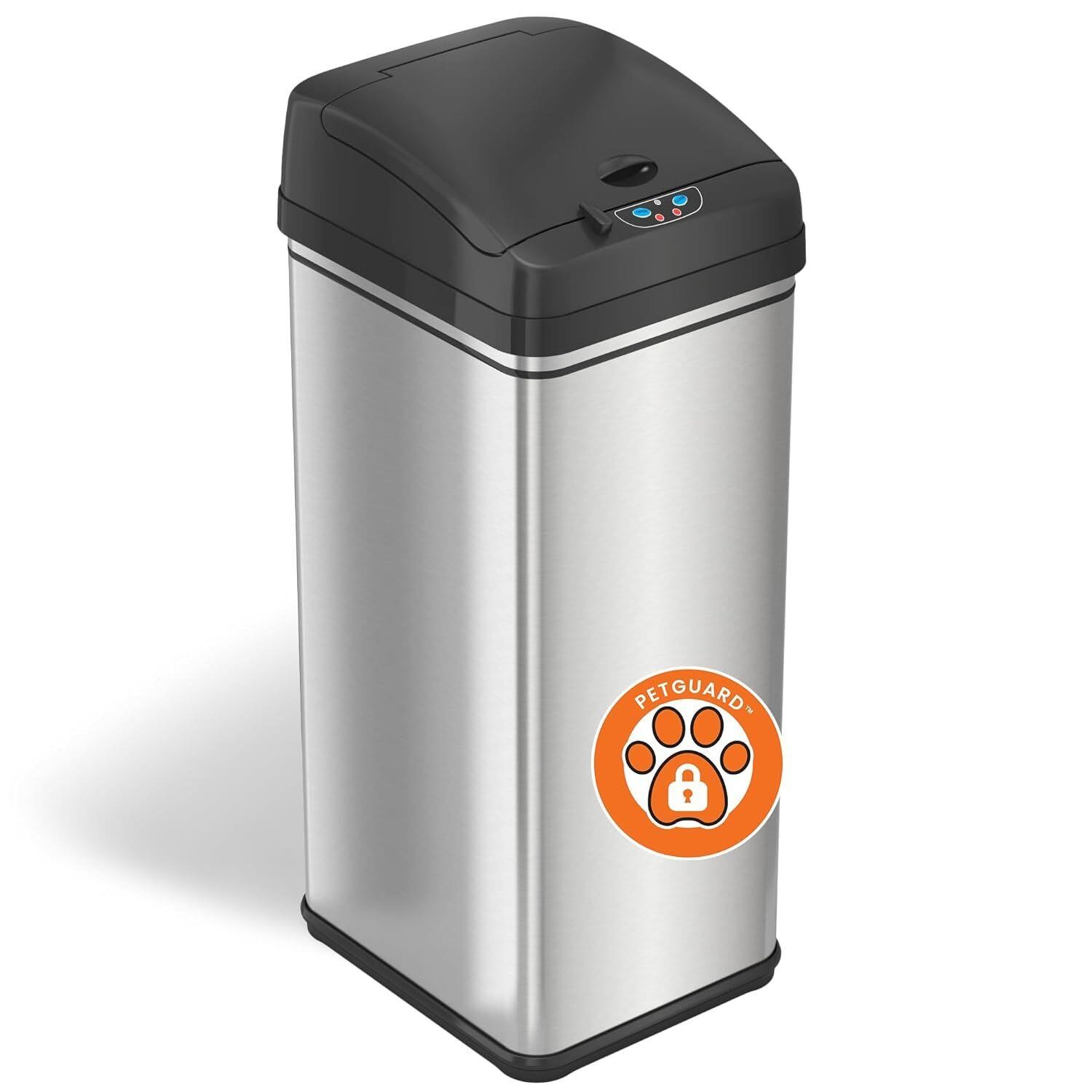 iTouchless 13 Gal Dog Proof Trash Can SS