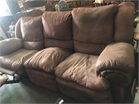Sofa, Brown fabric, recliners on both ends 90in