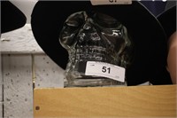 LARGE GLASS SKULL  WITH BOTTOM GLASS LID