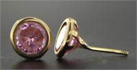 10kt Gold Bezel Set Pink Sapphire Earrings