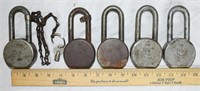 LOT - 5 N&W RAILWAY SWITCH LOCKS - 1 KEY WORKS ALL