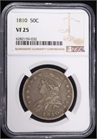 1810 CAPPED BUST HALF DOLLAR NGC VF25