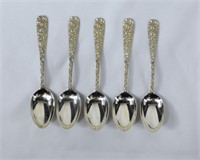 5  1892 STIEFF ROSE Sterling Silver Teaspoons