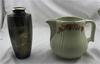 Metal Vase And Vintage Hall Poppy Pitcher