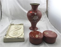 Wall Decoration, Metal Vase, And Plastic Canisters