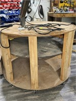 3-Tier Round Solid Wood Rolling Work Table