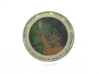 2001 LIberia $10 Hologram Statue of Liberty Coin